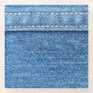 Denim Blue: klassieke jeans textuur. Glazen Onderzetter