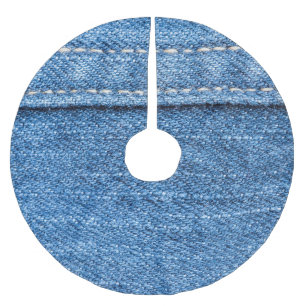 Denim Blue: klassieke jeans textuur. Kerstboom Rok