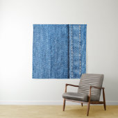 Denim Blue: klassieke jeans textuur. Wandkleed (In Situ (horizontaal))
