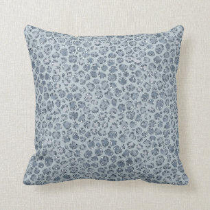 Denim Blue Leopard Print Glitter          Kussen