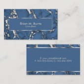 Denim Blue Marble en Metallic Silver Design Visitekaartje (Voorkant / Achterkant)