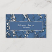 Denim Blue Marble en Metallic Silver Design Visitekaartje (Voorkant)