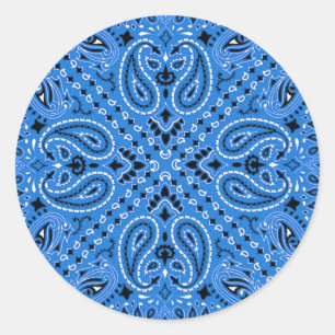 Denim Blue Paisley Westerne Bandana sjaal Print Ronde Sticker