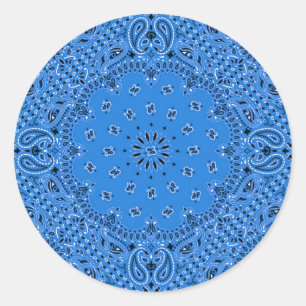 Denim Blue Paisley Westerne Bandana sjaal Print Ronde Sticker