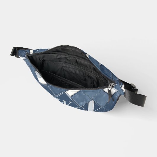 Denim Blue Patchwork Monogram Initiaal Heuptasje (Open)