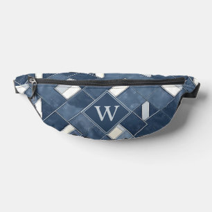 Denim Blue Patchwork Monogram Initiaal Heuptasje