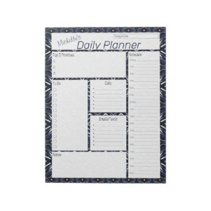 Denim Blue Personalized Daily Planner Notitieblok