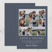 Denim Blue Photo Collage Amour et Merci Mariage (Devant / Derrière)