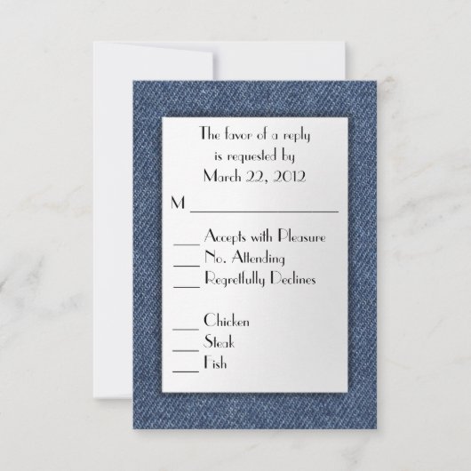 Denim Blue RSVP met menukeuze Kaartje (Voorkant)