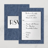 Denim Blue RSVP met menukeuze Kaartje (Voorkant / Achterkant)