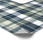 Denim Blue Sage Groen Wit Plaid Zegening Poster (Hoek)