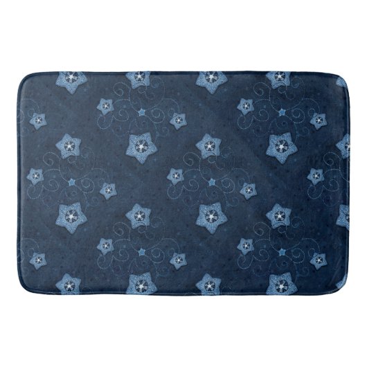 Denim Blue Star Pattern Bath Mat (Voorkant)