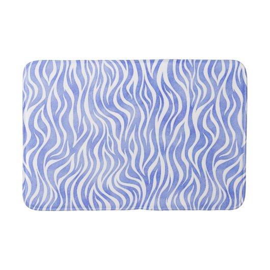 Denim Blue Waterverf Zebra Print Badmat (Voorkant)