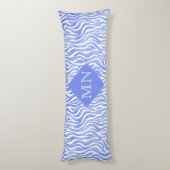 Denim Blue Waterverf Zebra Print | Monogram Lichaamskussen (Achterkant (Verticaal))