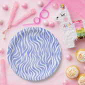 Denim Blue Waterverf Zebra Print Papieren Bordje (Feest)