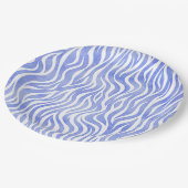 Denim Blue Waterverf Zebra Print Papieren Bordje (Gekanteld)