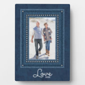 Denim Border Ingebouwd Easel tafelblad Fotoplaat (voorkant)