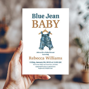 Denim Boy Blue Jean Baby shower Kaart