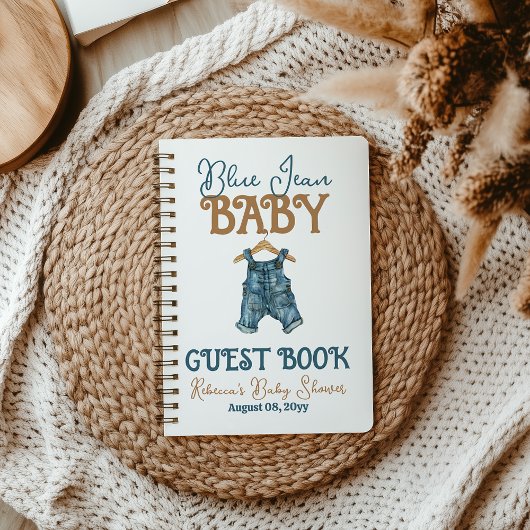 Denim Boy Blue Jean Baby shower Livre d'or