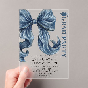 Denim Broek Strik Afstuderen Acryl Uitnodigingen