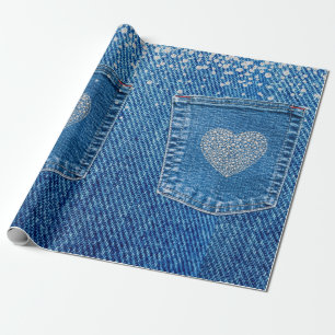 Denim Broek Zak Rustic Landelijk Westers Diamanten Cadeaupapier