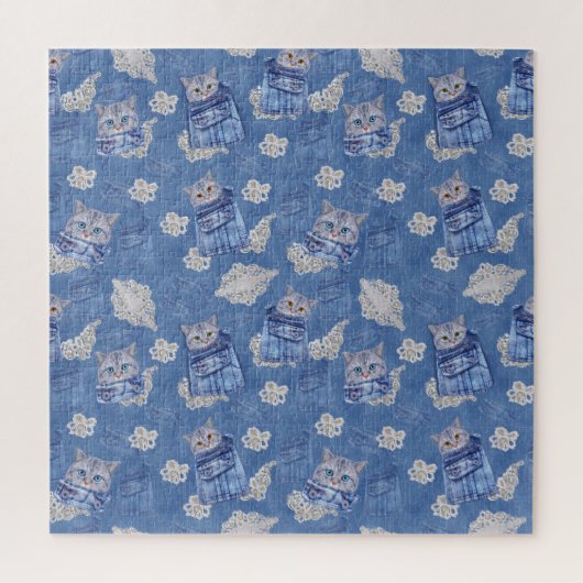 Denim-broekjans, Kittens en Lace Legpuzzel (Verticaal)