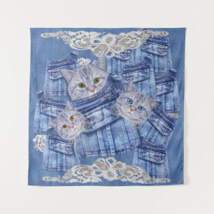 Denim-broekjans, Kittens en Lace Wandkleed