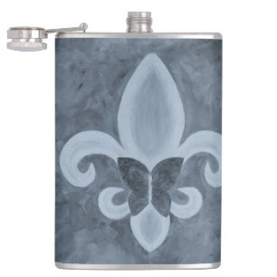 Denim Butterfleur   Blue Fleur de Lis Butterfly Heupfles