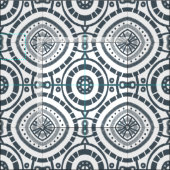Denim Circular Geometric Tegel Pattern Stof (Delen)