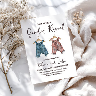Denim Clothesline Gender Reveal Party Kaart