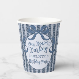 Denim Coquette Bow Blue Jean Baby Birthday Papieren Bekers
