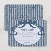 Denim Coquette Bow Blue Jean Baby Diaper Raffle Informatiekaartje (Voorkant / Achterkant)