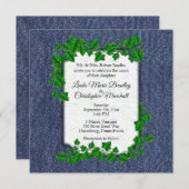Denim Country Wedding Invitation 5,25 x 5,25 Kaart (Voorkant / Achterkant)