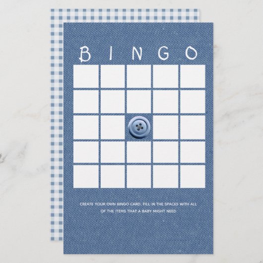 Denim Cute als Button Bingo (Voorkant / Achterkant)