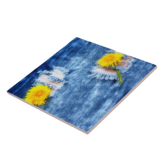 Denim Dandelions Tegeltje (Zijkant)