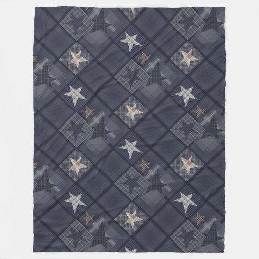 Denim, denim, blauw, lappendeken fleece deken (Voorkant)