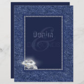 Denim & diamanten briefpapier papier. (Voorkant / Achterkant)