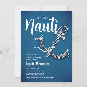 Denim Diamond Anchor Nauti Blue Birthday Party Kaart
