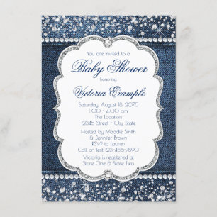 Denim Diamond Baby Shower Uitnodigingen