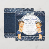 Denim Diamond Gender Reveal Baby shower Invitation Kaart (Voorkant / Achterkant)