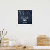 Denim Diamond Glitterdruppels Navy Bachelorette Poster (Keuken)