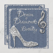 Denim & Diamonds 25e verjaardag Kaart (Voorkant / Achterkant)