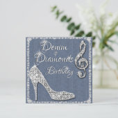 Denim & Diamonds 25e verjaardag Kaart (Staand voorkant)