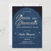 Denim Diamonds Arch Script 30ste Verjaardagsfeest Kaart (Voorkant)