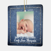 Denim Diamonds Baby Eerste Kerstmis Rhinestones Keramisch Ornament (Links)