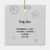 Denim Diamonds Baby Eerste Kerstmis Rhinestones Keramisch Ornament (Achterkant)