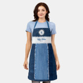 Denim Diamonds Blauw Land Custom Monogram Gift Schort (Gedragen)