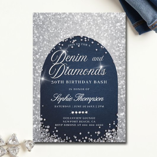 Denim Diamonds Bling Arch 30ste Verjaardagsfeest Kaart