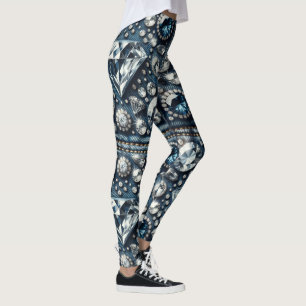 Denim & Diamonds Bling Edelsteen Glam Juwelen Leggings
