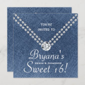 Denim Diamonds Bling Envelope Sweet 16 Invitation (Devant / Derrière)
